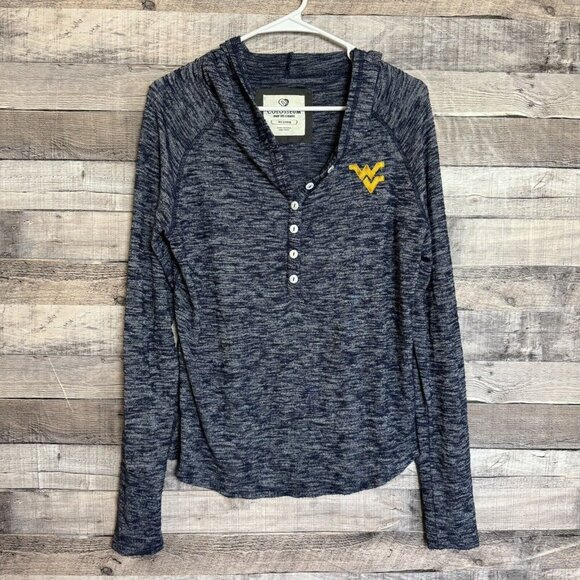 Colosseum West Virginia University Hooded Pullover Henley Logo Women's M Blue - Picture 1 of 9